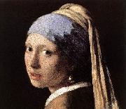 VERMEER VAN DELFT, Jan Girl with a Pearl Earring (detail) wet Sweden oil painting reproduction